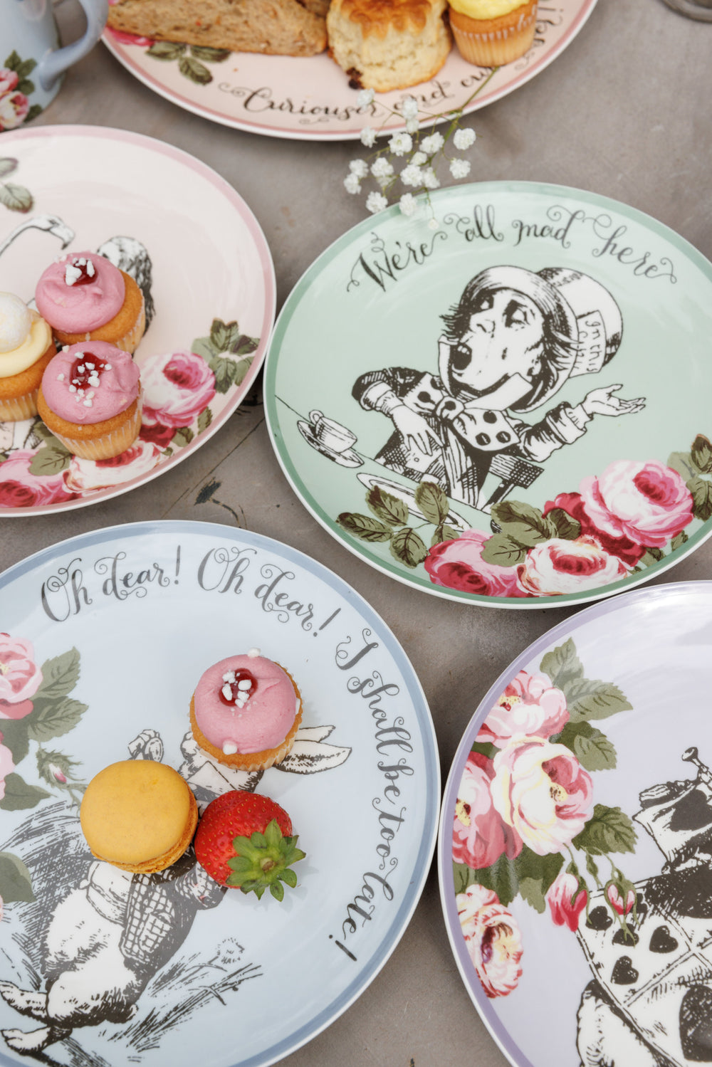 Mikasa and the V&A Alice In Wonderland Bone China Side Plates, Set of 4, 21cm