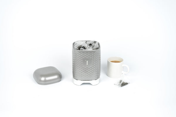 Lovello Retro Tea Canister with Geometric Textured Finish - Shadow Grey image 5