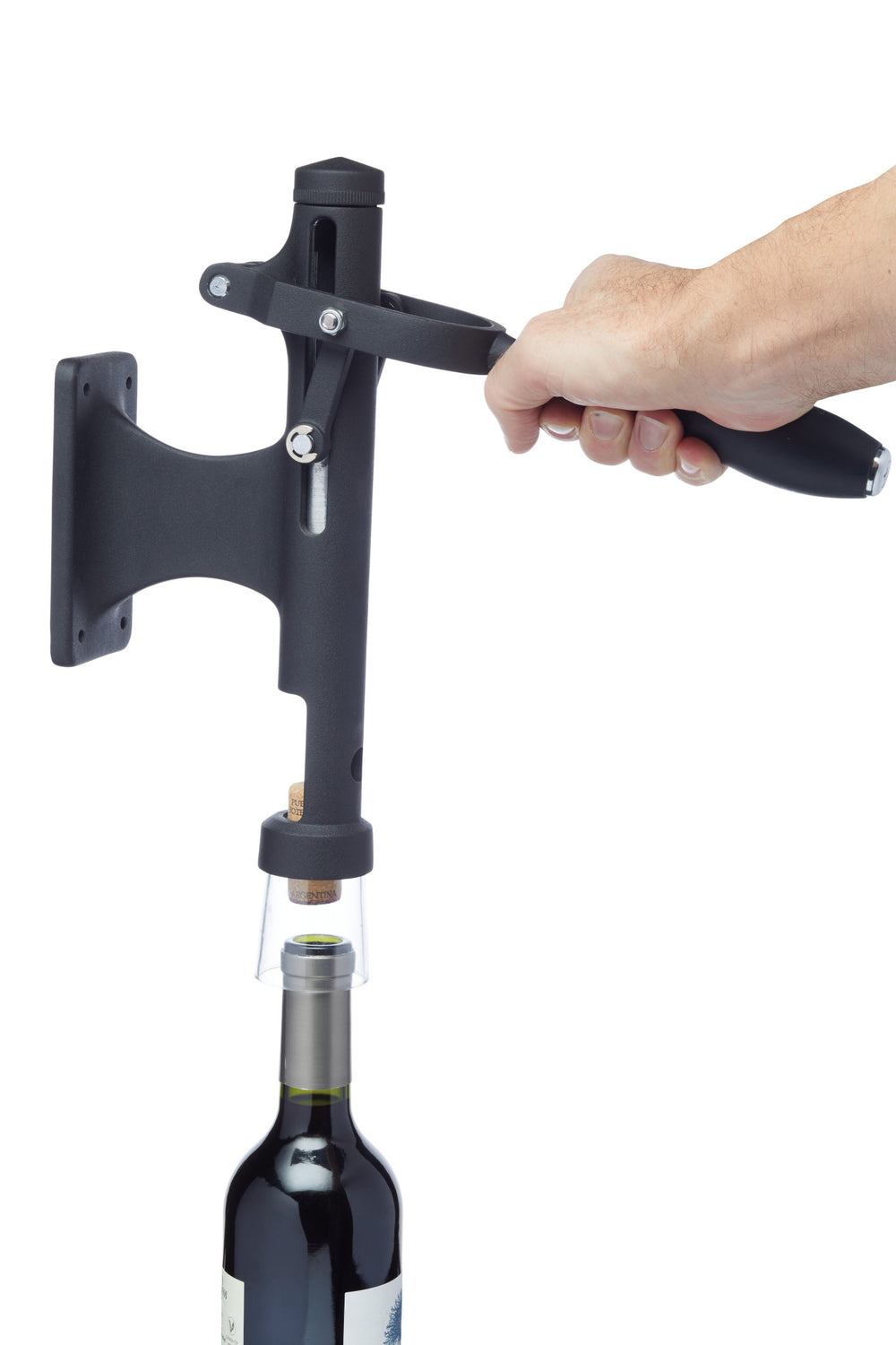 BarCraft Deluxe Wall-Mounted Stainless Steel Lever-Action Wine Bottle Opener