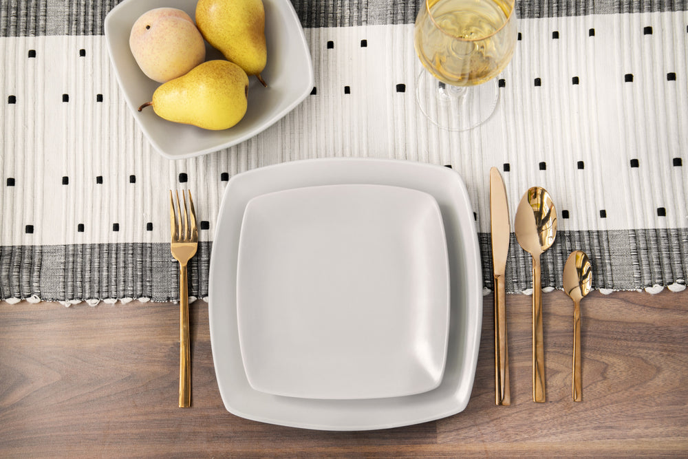 Creative Tops Raven Grey 12 Piece Dinner Set, Square, Ceramic, Service for 4