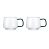 La Cafetière Glass Mug With Green Glass Handle, Set of 2, 275ml