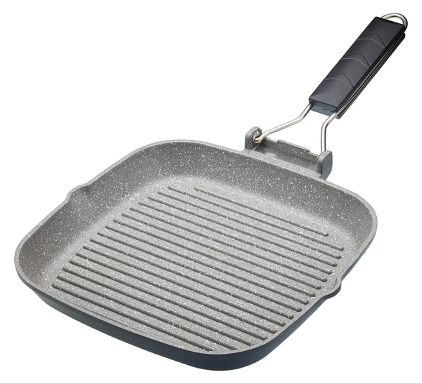2pc Induction-Safe & Non-Stick Cast Aluminium Grill Pan Set with Folding Handles, 20cm and 24cm image 3