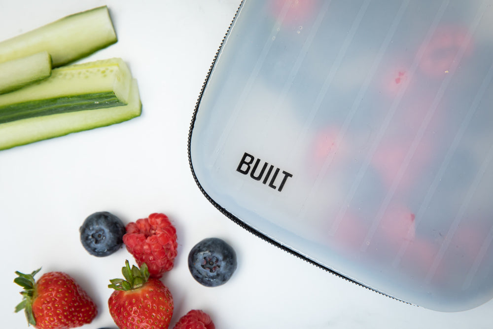 BUILT Silicone Bag with Zip for Snacks, Make-Up and More, 16 x 16cm BPA-Free Reusable Storage Pouch