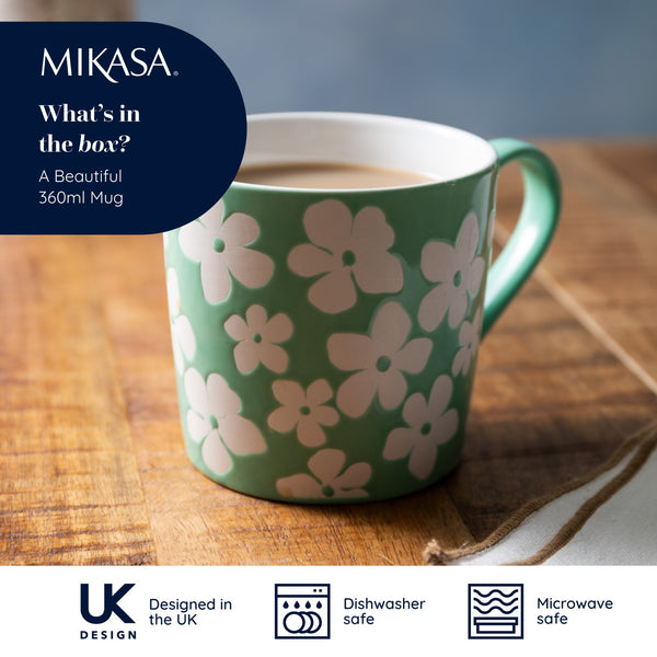 Mikasa Wax Resist Green Flower Mug, 360ML image 8
