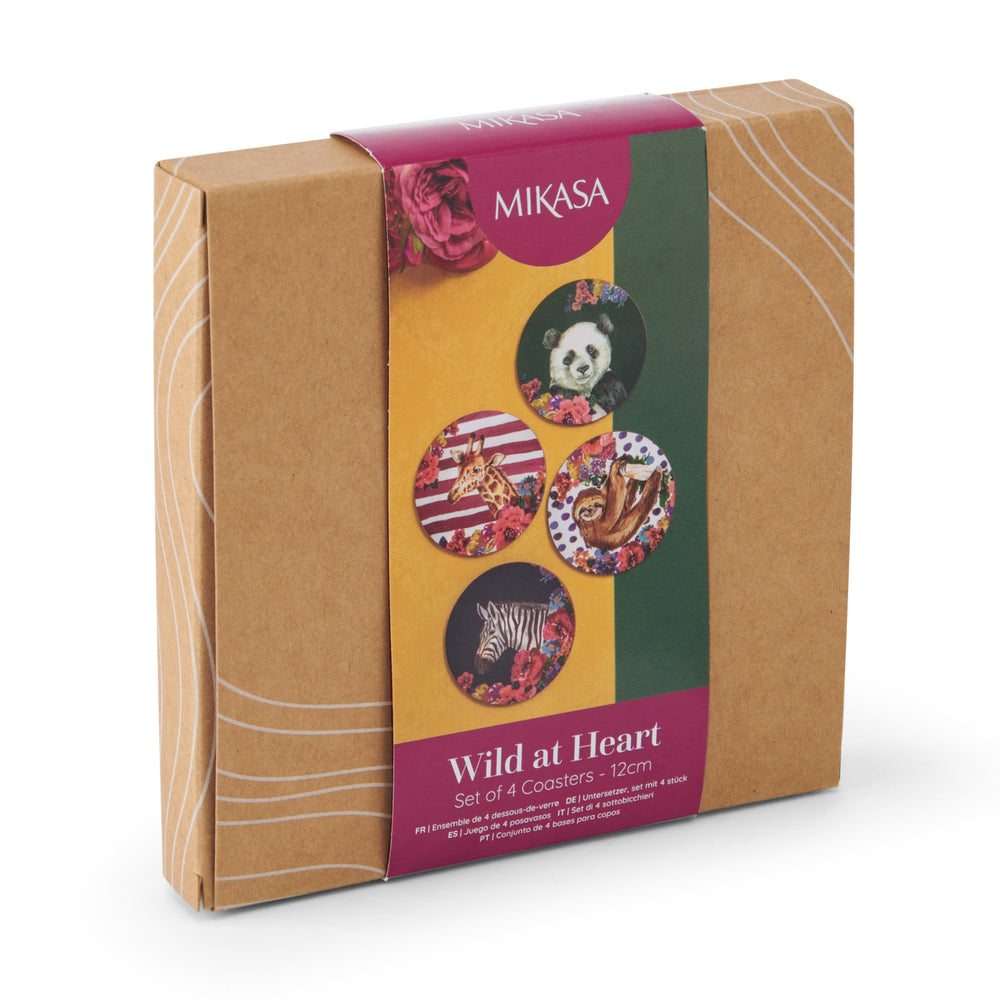 Mikasa Wild at Heart Cork Round Coasters, Set of 4, 12cm