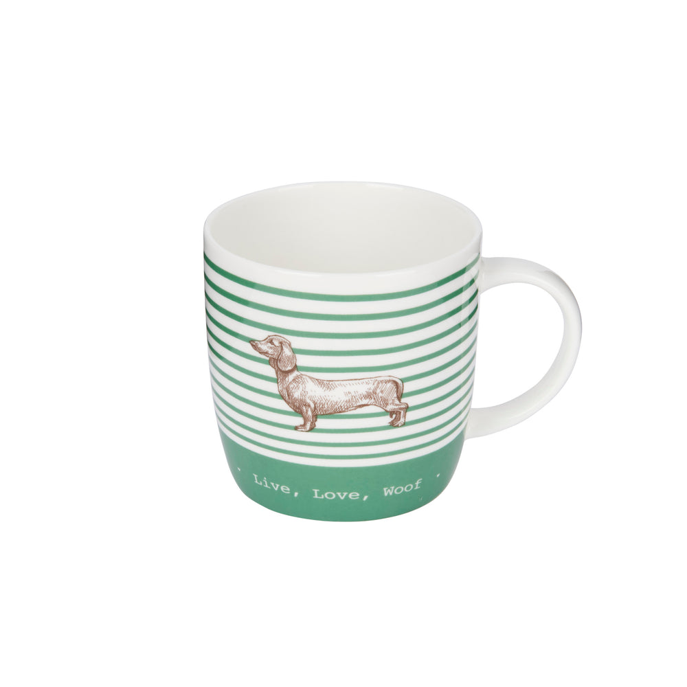 KitchenCraft China 425ml Stripe Dog Barrel Shaped Mug