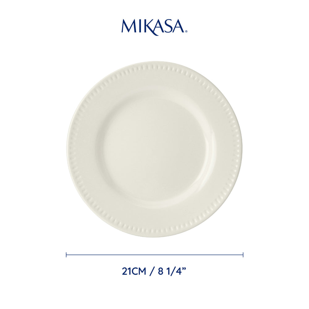 Mikasa Cranborne Stoneware Side Plates, Set of 4, 21cm, Cream