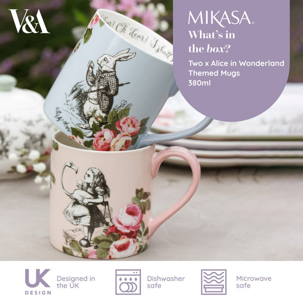 Mikasa and the V&A Alice In Wonderland 'His And Hers' Bone China Mugs, Set of 2, 380ml image 9