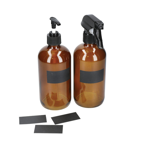 KitchenCraft Living Nostalgia Pump &Spray Bottle Set, Glass, Amber image 10