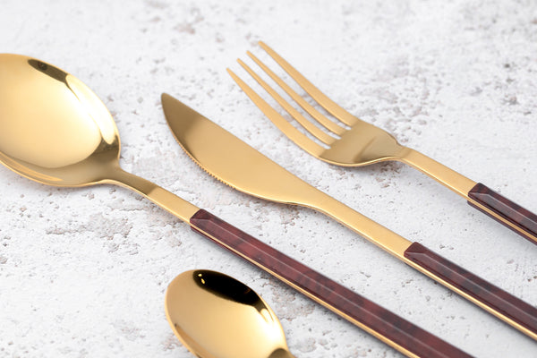 Mikasa 16-Piece Faux Tortoise Shell Cutlery Set, Stainless Steel image 2