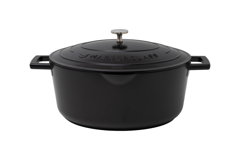 MasterClass Black Oval Cast Aluminium Casserole Dish, 6L