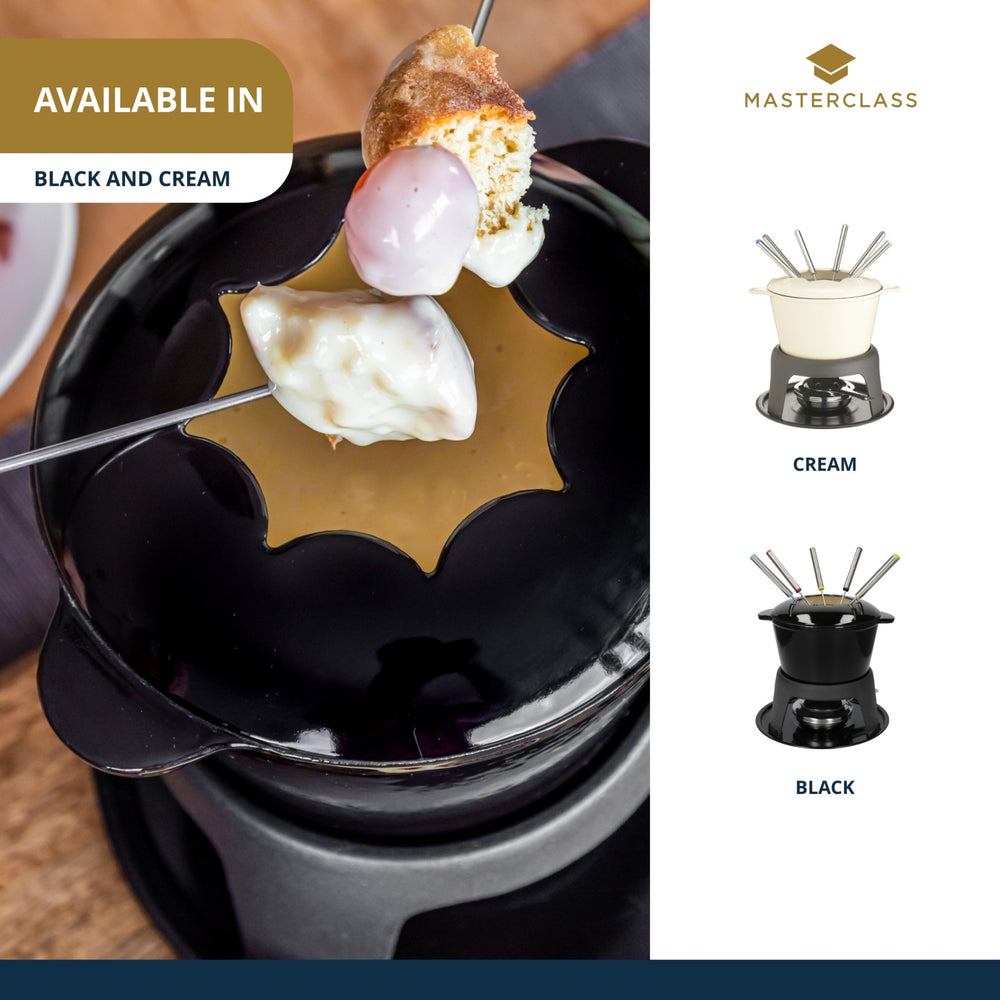 MasterClass Cast Iron Enamelled Black Fondue Set