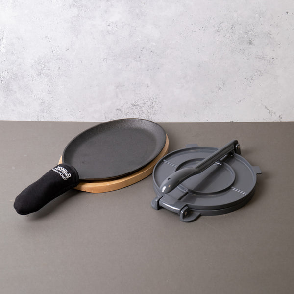 2pc Mexican Cooking Set with Tortilla Press and Cast Iron Fajita Sizzler image 4