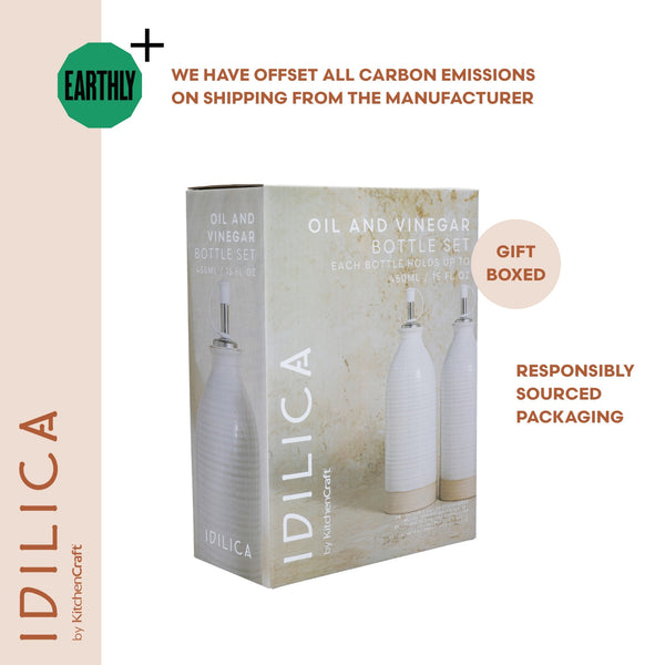 KitchenCraft Idilica Oil and Vinegar Bottles, Set of 2, Cream, 450ml image 12