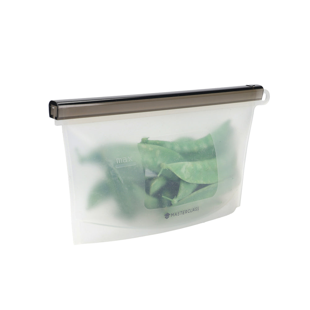 MasterClass 500ml Reusable Food Bag with Leakproof and Airtight Seal, BPA-Free Silicone
