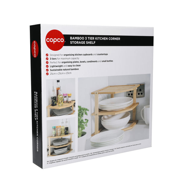 Copco Bamboo 3-Tier Kitchen Corner Storage Shelf image 4