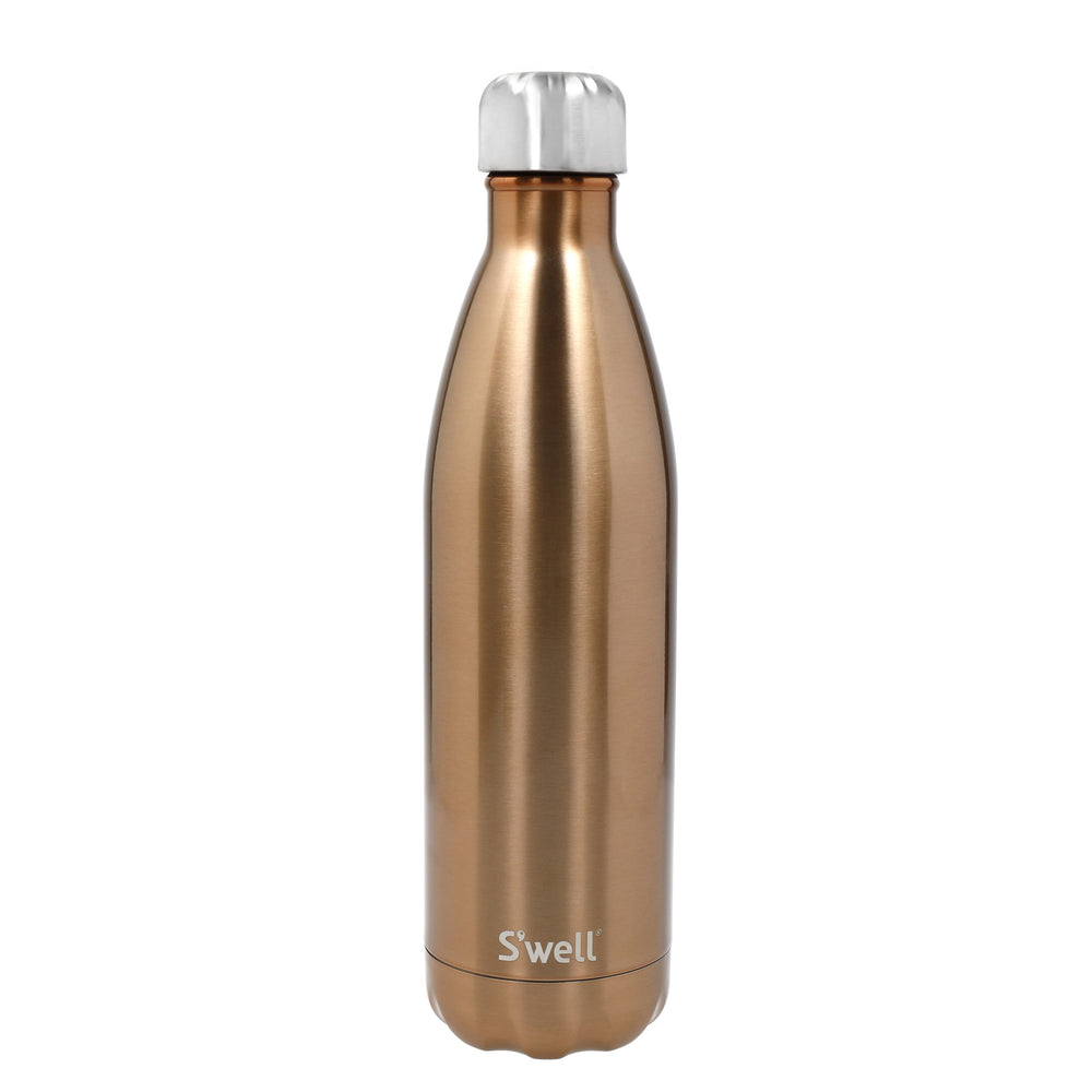 S'well 2pc Travel Bottle Set with Stainless Steel Water Bottle, 750ml, Pyrite and Black Medium Bumper