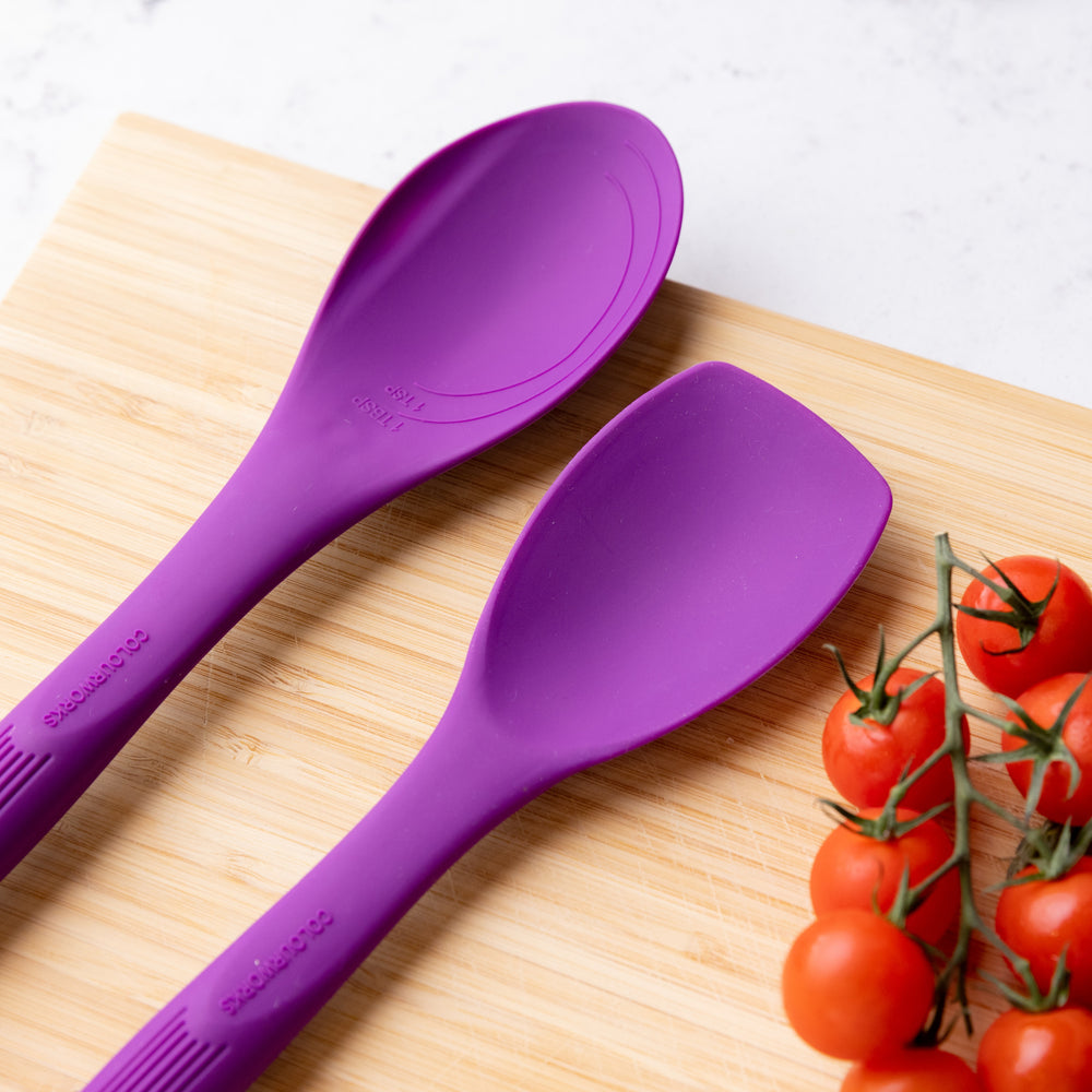 Colourworks Purple Silicone Cooking Spoon with Measurement Markings
