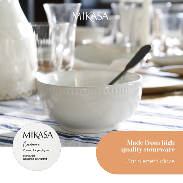 Mikasa Cranborne 12-Piece Stoneware Dinner Set, Cream image 9
