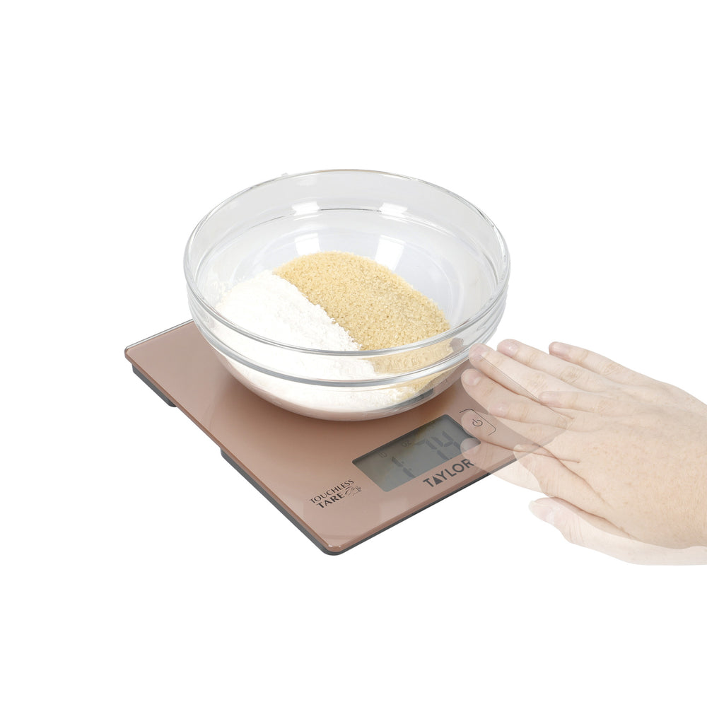 Taylor Digital Food Scales with Touchless Tare in Gift Box, High Accuracy, Plastic, Rose Gold, 16 x 20cm