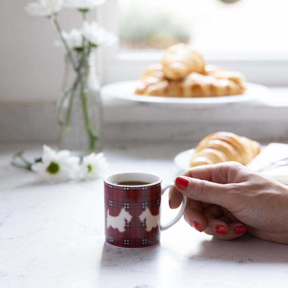 Set of 6 KitchenCraft 80ml Porcelain Scottie Dog Espresso Cups