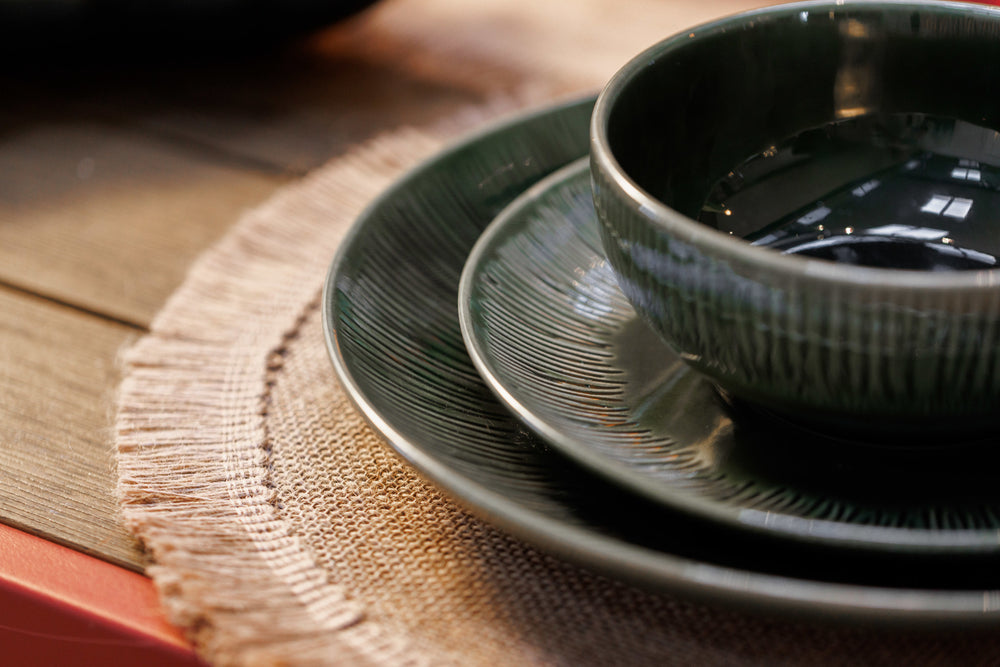 Mikasa Jardin 12-Piece Stoneware Dinner Set, Green