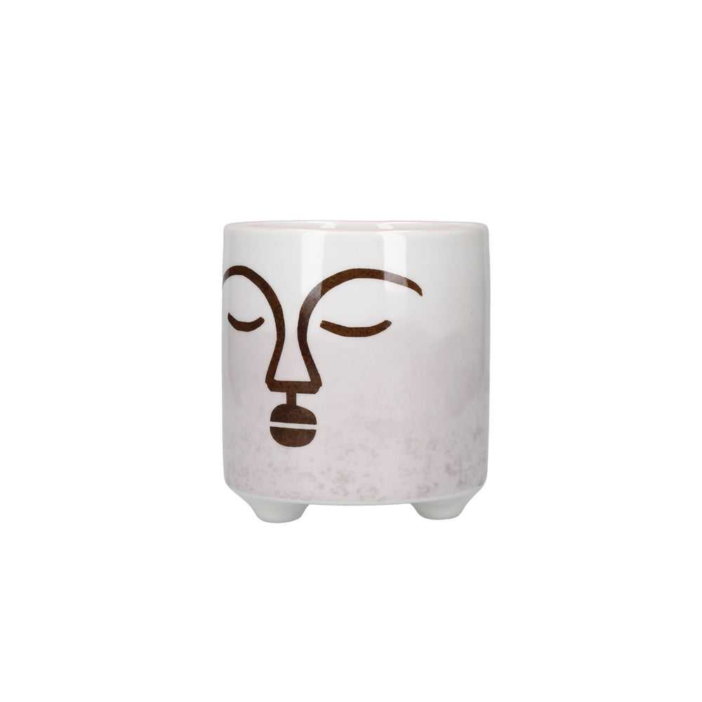 KitchenCraft Abstract Face Planter, Dolomite, White / Brown