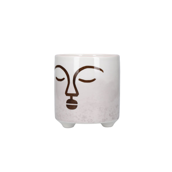 KitchenCraft Abstract Face Planter, Dolomite, White / Brown image 3