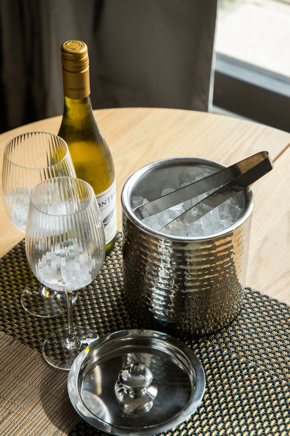 BarCraft Small Hammered Ice Bucket with Lid