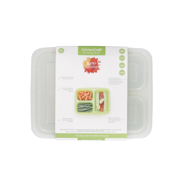 KitchenCraft Healthy Eating 5-Pack Portion Control Lunch Boxes with Compartments image 8