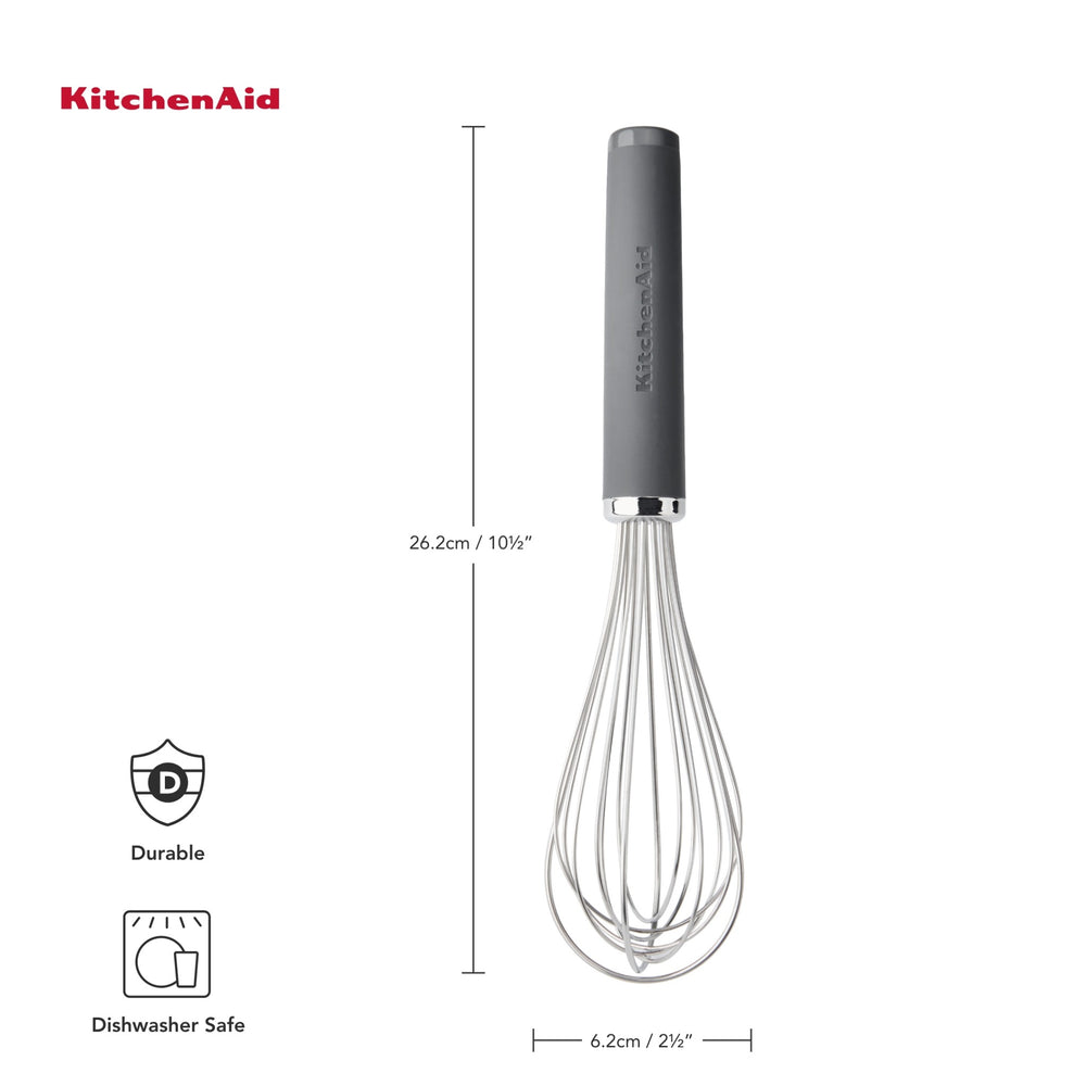 KitchenAid 3pc Soft Grip Kitchen Tool Set with Masher, Skimmer and Whisk, Charcoal Grey