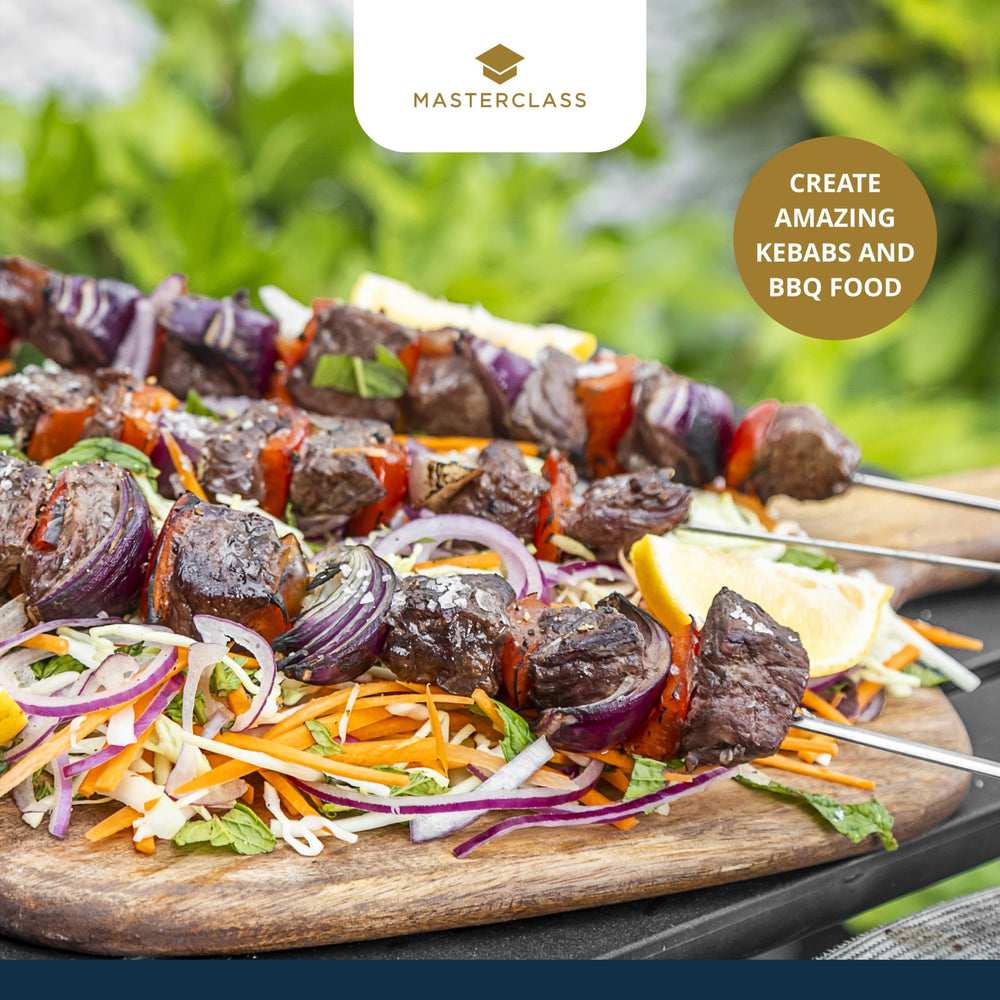 MasterClass Stainless Steel Flat Sided Skewers, Set of 6, 40cm
