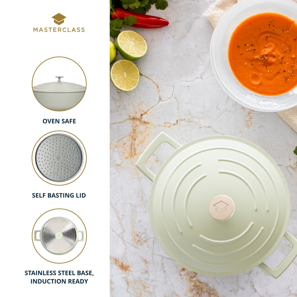 MasterClass Mint Green Cast Aluminium Shallow Casserole Dish, 4L