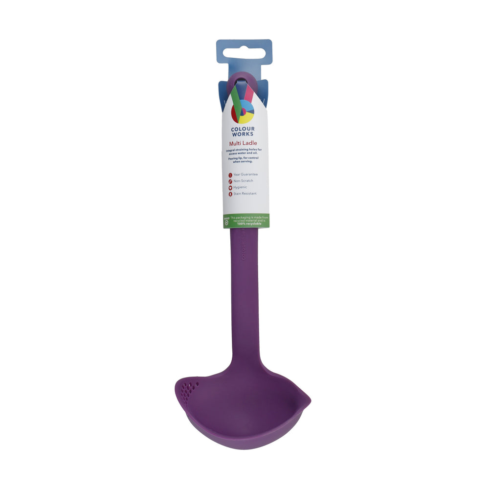 Colourworks Purple Silicone Ladle with Pouring Spout and Straining Holes
