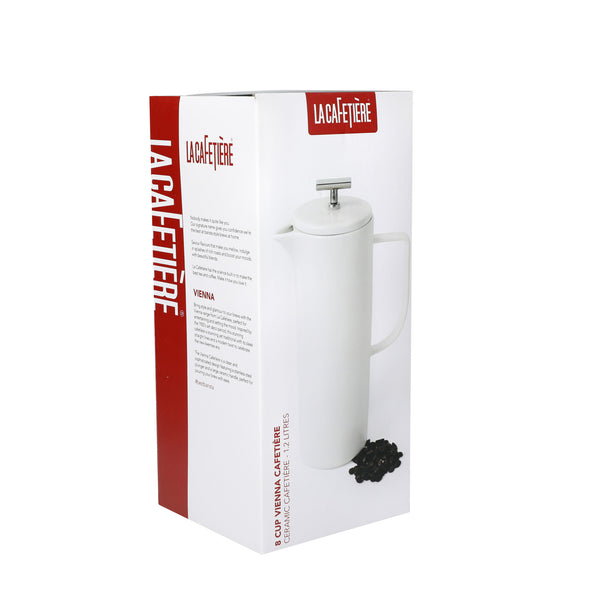 La Cafetière Vienna 8-Cup (1.2-Litre) French Press Coffee Maker in Gift Box, Ceramic - White image 2