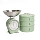 2pc English Sage Green Kitchenware Set with Three Tier Cake Tin and Mechanical Scale