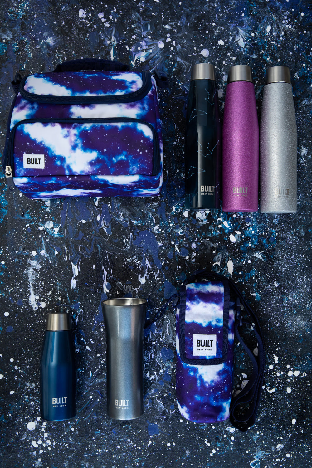 BUILT Prime 6-Litre Insulated Lunch Bag with Compartments, Showerproof Polyester - 'Galaxy'