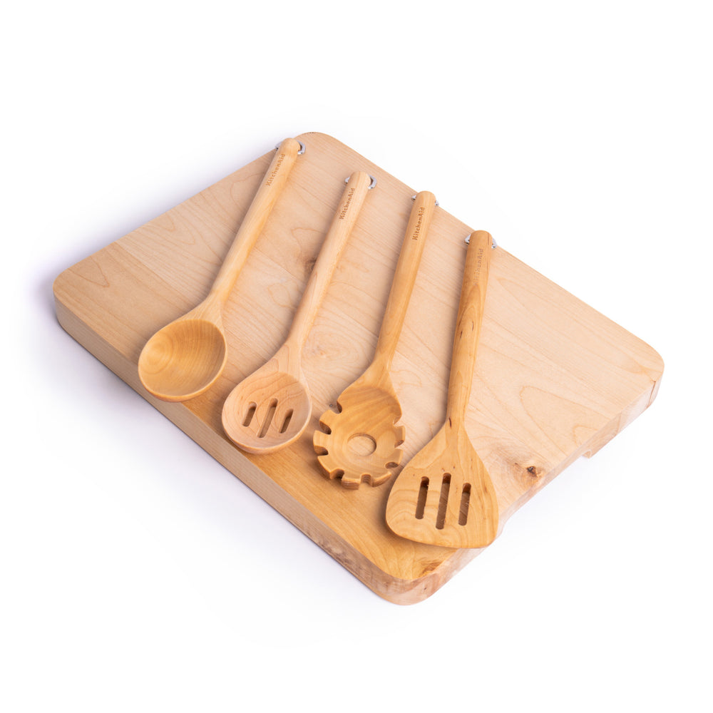 5pc Eco-Friendly Birchwood Kitchen Set with Chopping Board, Solid Turner, Slotted Turner, Slotted Spoon & Spoon Spatula image 1