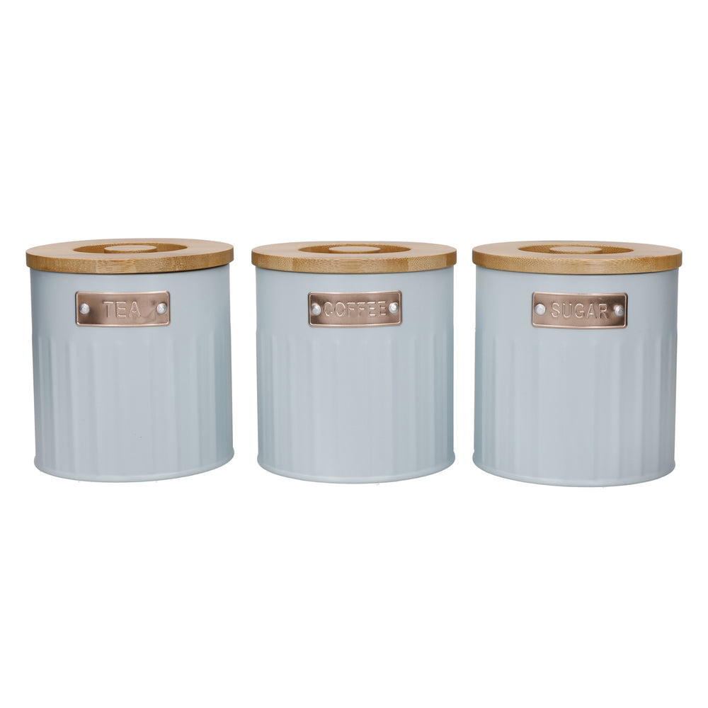 KitchenCraft Tea, Coffee and Sugar Canisters - 1 L, Light Blue, Set of 3 image 1
