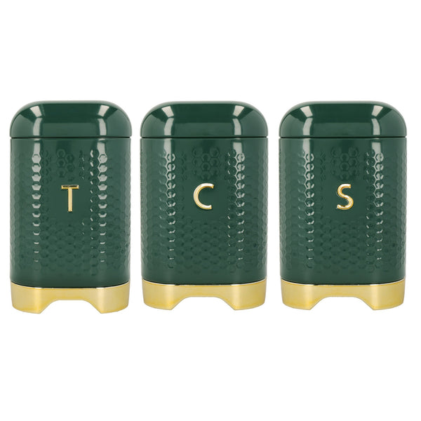 KitchenCraft Lovello Textured Dark Green Tea / Coffee / Sugar Canisters image 2