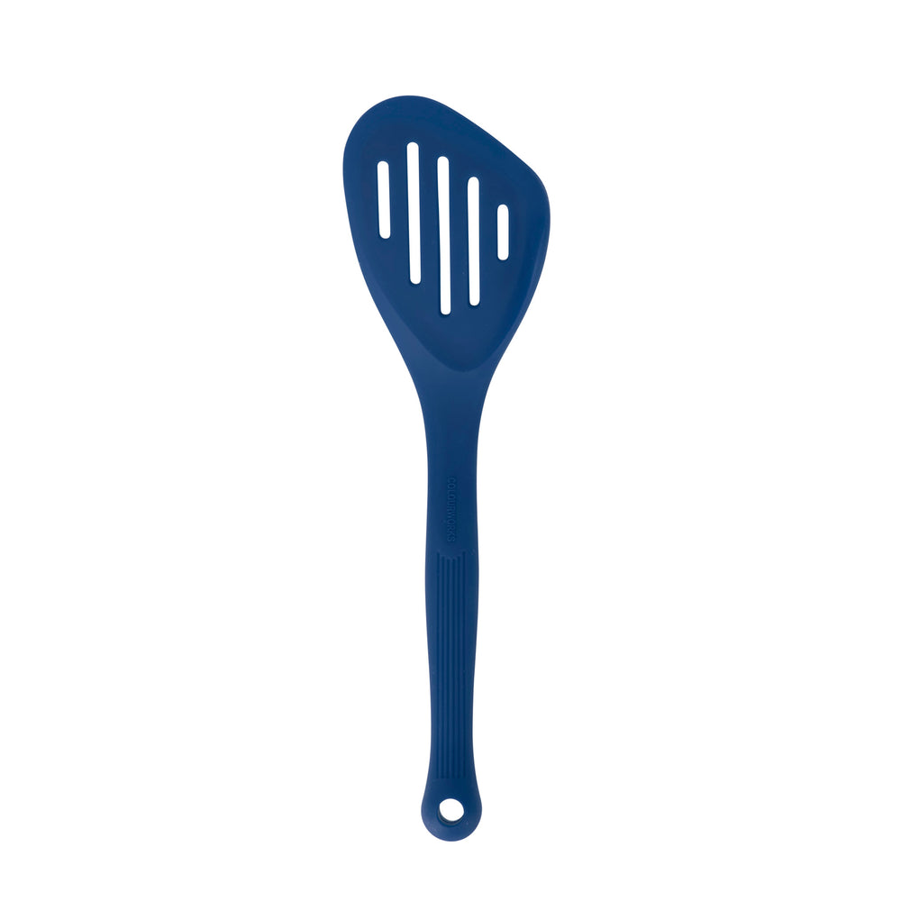 Colourworks Blue Silicone Fish Slice with Raised Edge, Slotted Design image 1