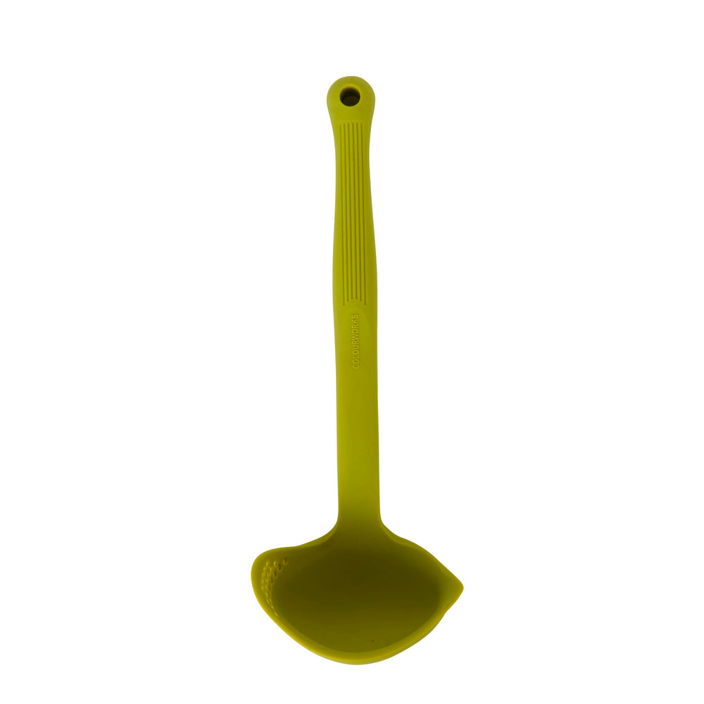 Colourworks Green Silicone Ladle with Pouring Spout and Straining Holes image 1