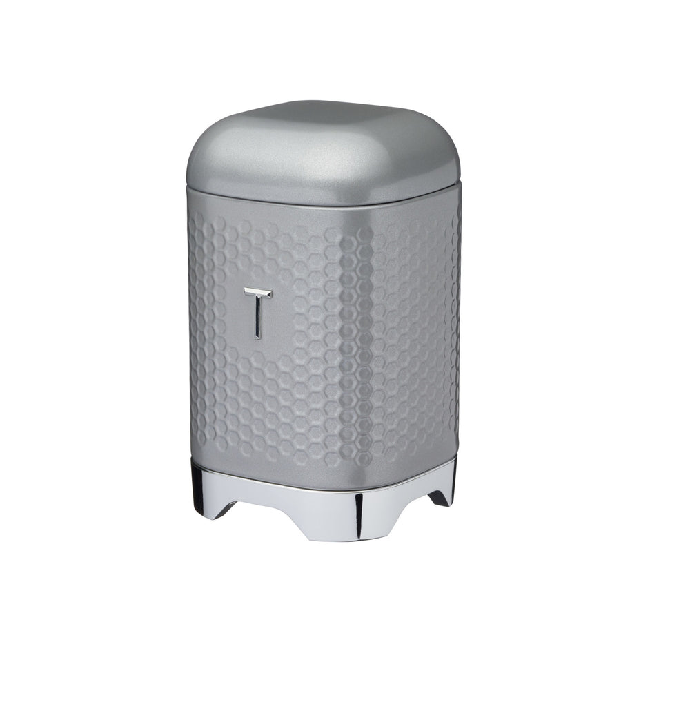 Lovello Retro Tea Canister with Geometric Textured Finish - Shadow Grey image 1