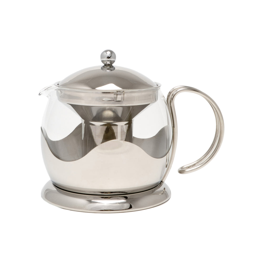 La Cafetière Izmir 1.2L Glass Teapot with Infuser - Stainless Steel image 1