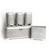 5pc Gift-Boxed Shadow Grey Kitchen Storage Set with Tea, Coffee & Sugar Canisters, Utensil Store and Bread Bin - Lovello