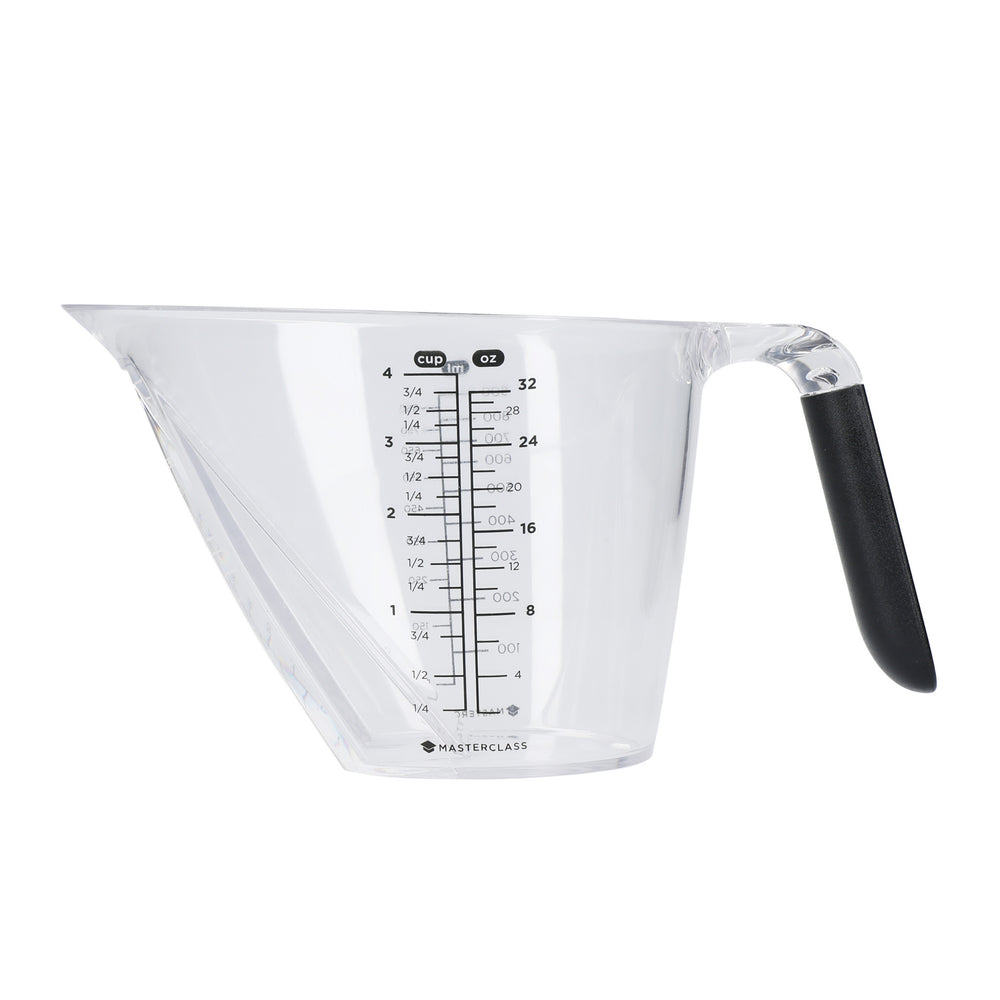 MasterClass Angled Measuring Jug 1L, Clear BPA Free Plastic Jug with Handle image 1