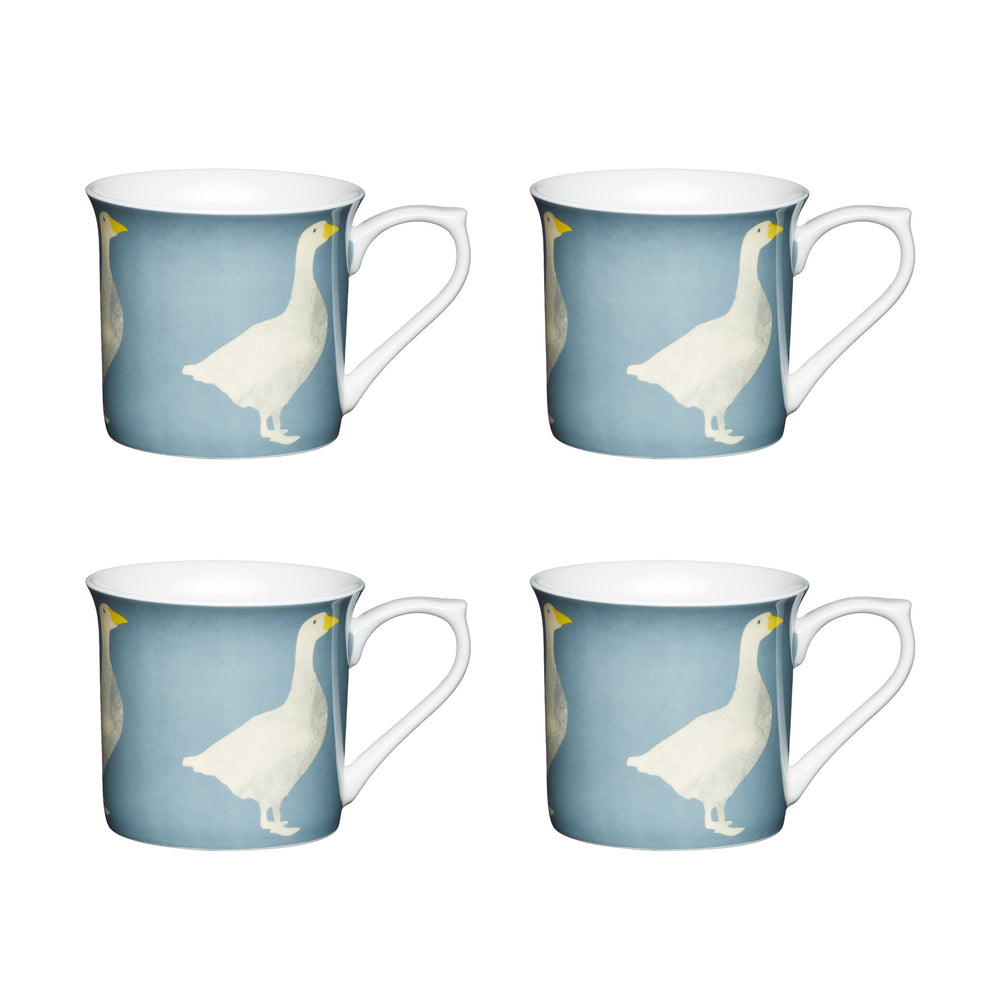 Set of 4 KitchenCraft Fluted China Goose Mugs image 1