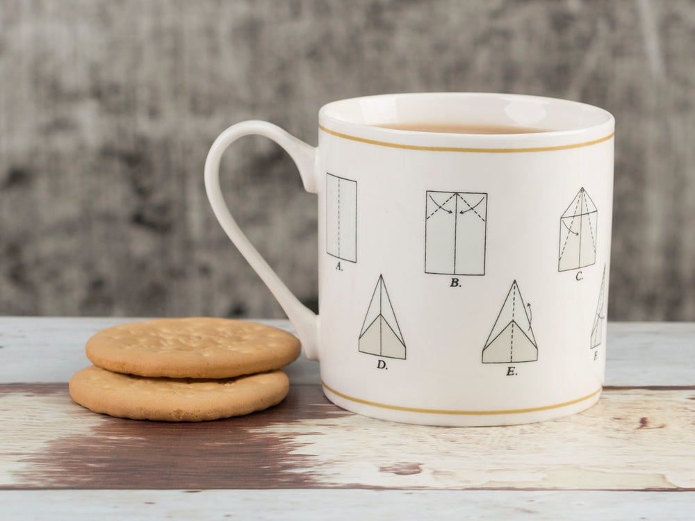 Creative Tops  ‘Origami Plane’ DIY Plane-Themed Fine China Mug, 350 ml (16 fl oz) – Gift boxed, White