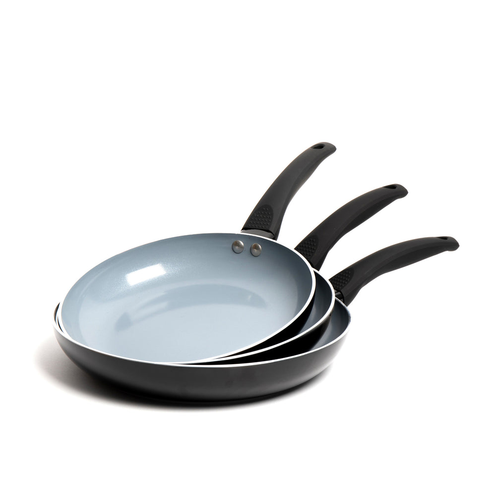 3pc Ceramic Non-Stick Eco Frying Pan Set with 3x Induction-Safe Frying Pans, 24cm, 26cm and 28cm image 1
