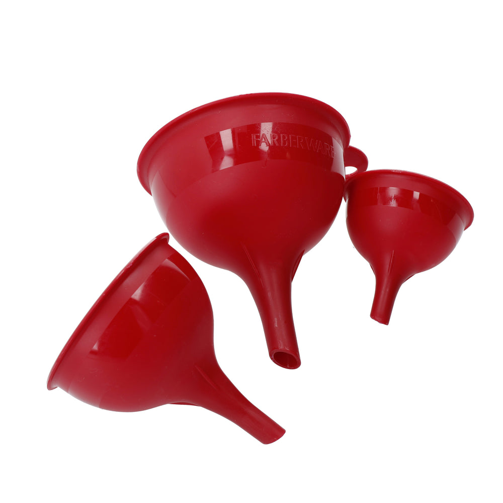 Farberware Plastic Funnel Set, Assorted Sizes - Red (3 Pieces) image 1